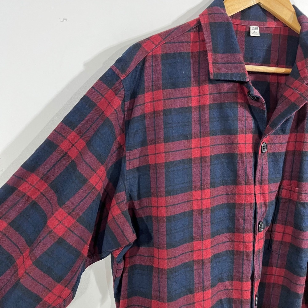 Uniqlo Mens Gorpcore Preppy Plaid Flannel Shirt Long Sleeve Cotton Large Camping